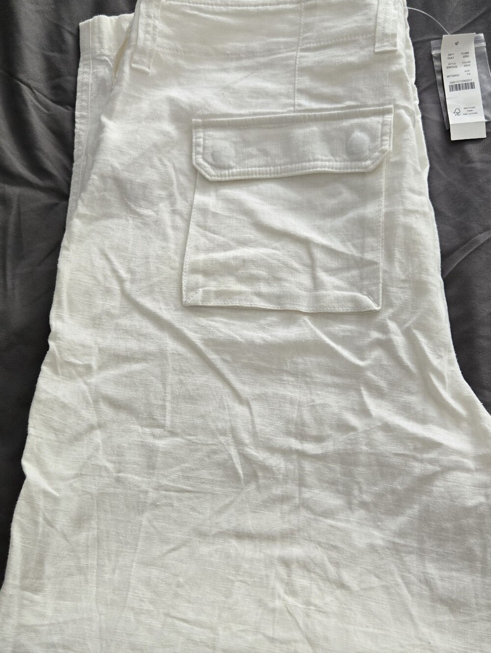 J Crew White Linen Cargo Pocket Pants